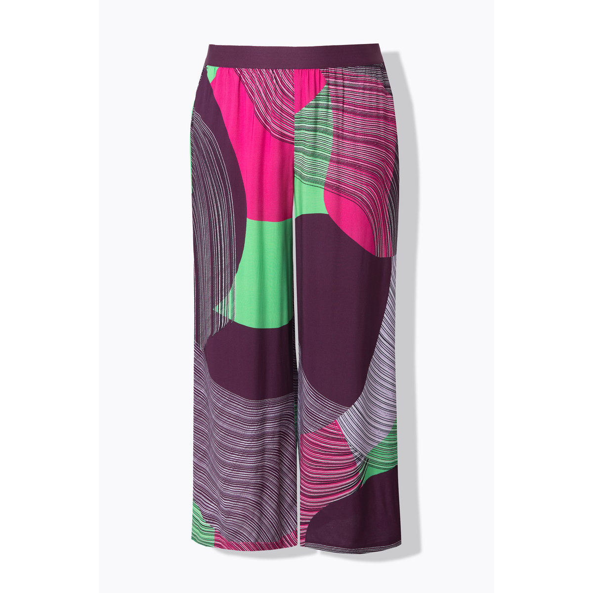 Pantalon imprimé. Jambe large et droite. prune foncé, ULLA POPKEN