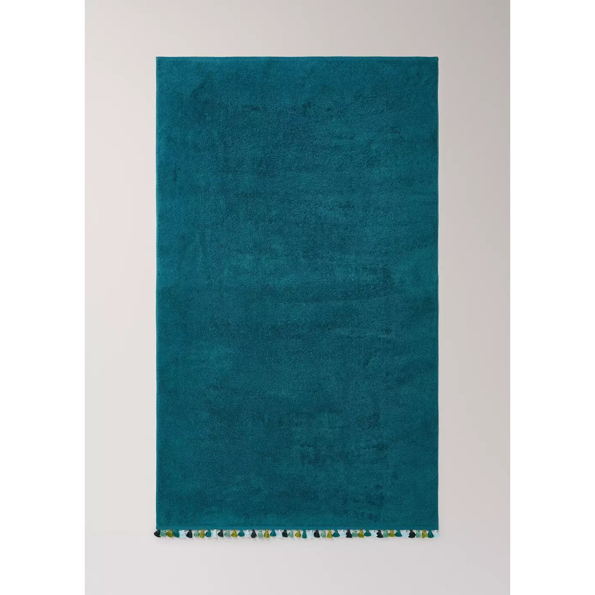 Drap de bain coton bouclette pompons bleu pétrole, MANGO HOME