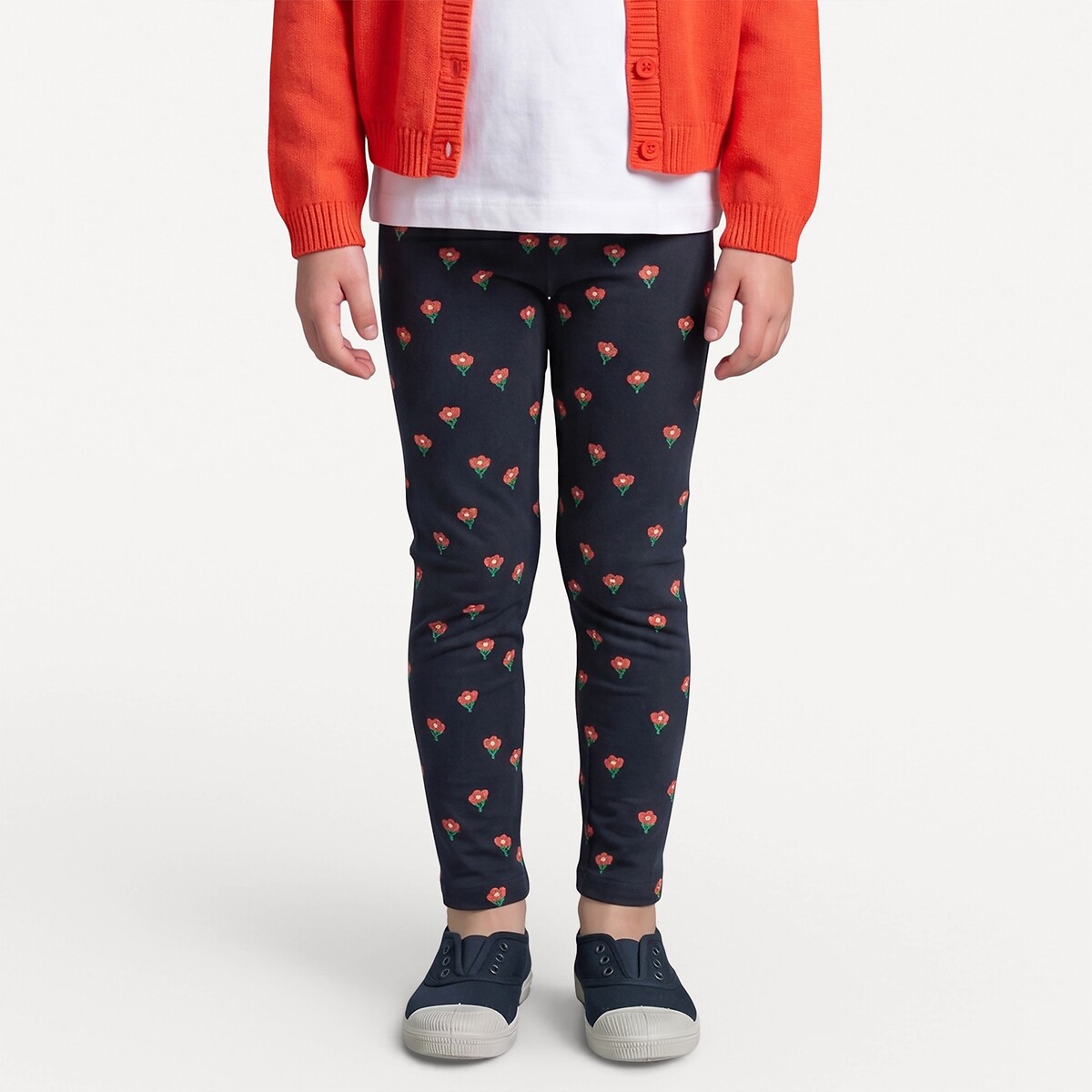 Pack of 2 Leggings navy blue+printed, LA REDOUTE COLLECTIONS