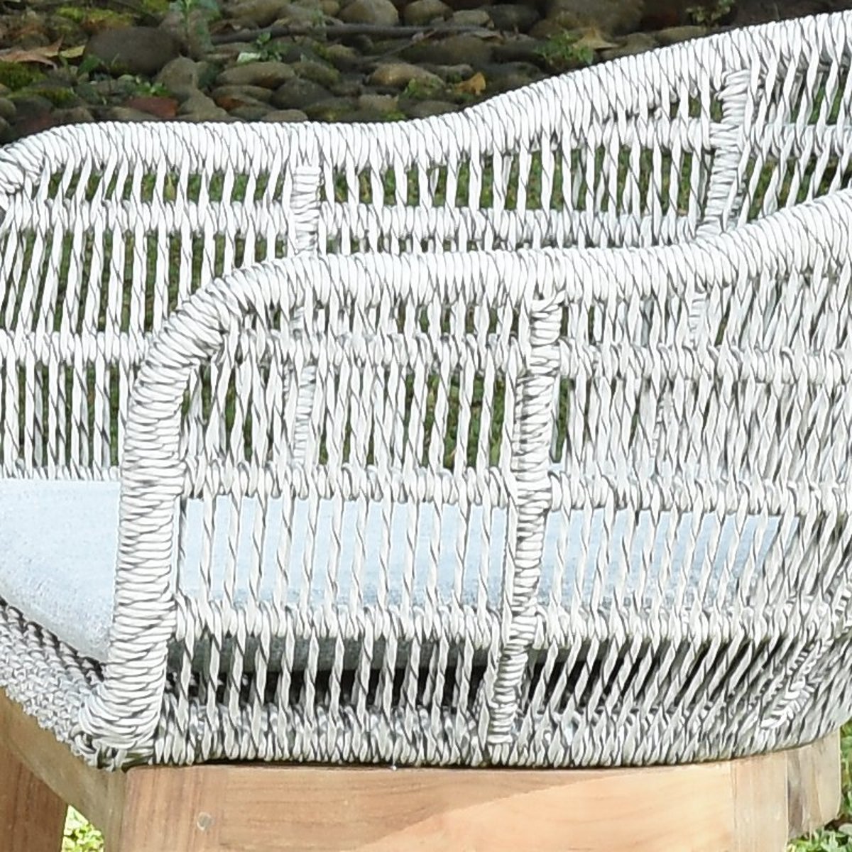 Fauteuils en résine tressée grise chiné Lounge avec coussin (lot de 2) gris clair, GECKO JARDIN