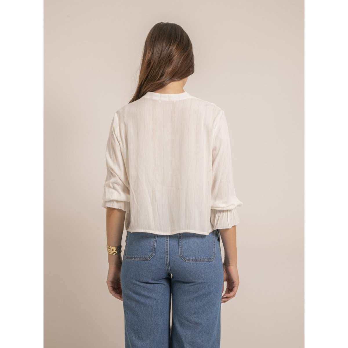 Blouse Fil textile Fergie blanc, DONA LISA