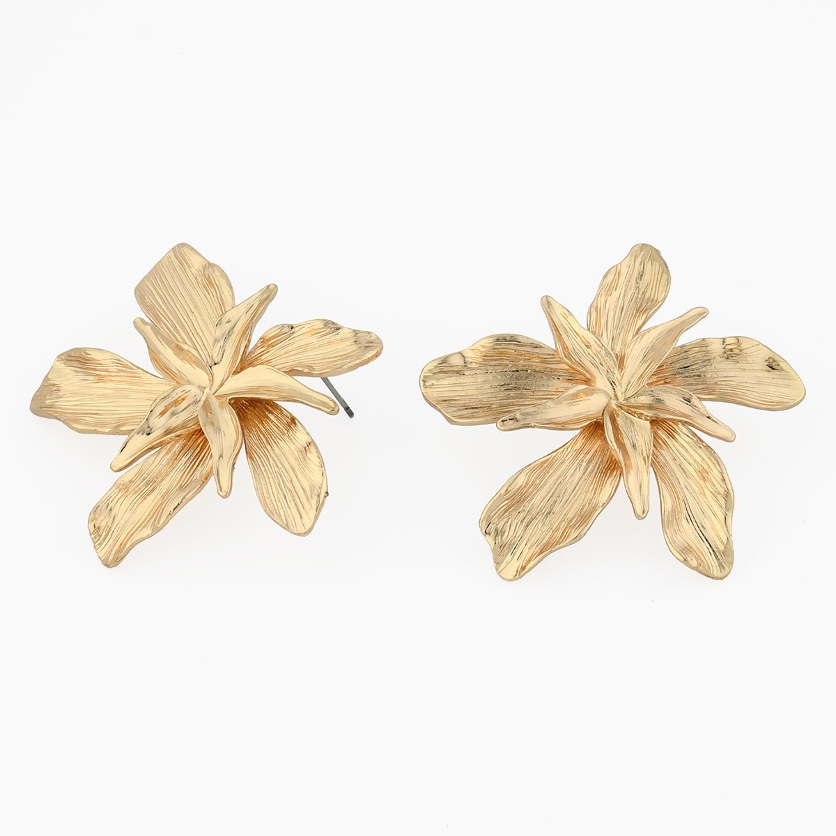 Grandes boucles d'oreilles fleurs texturées dorées doré, BALABOOSTE