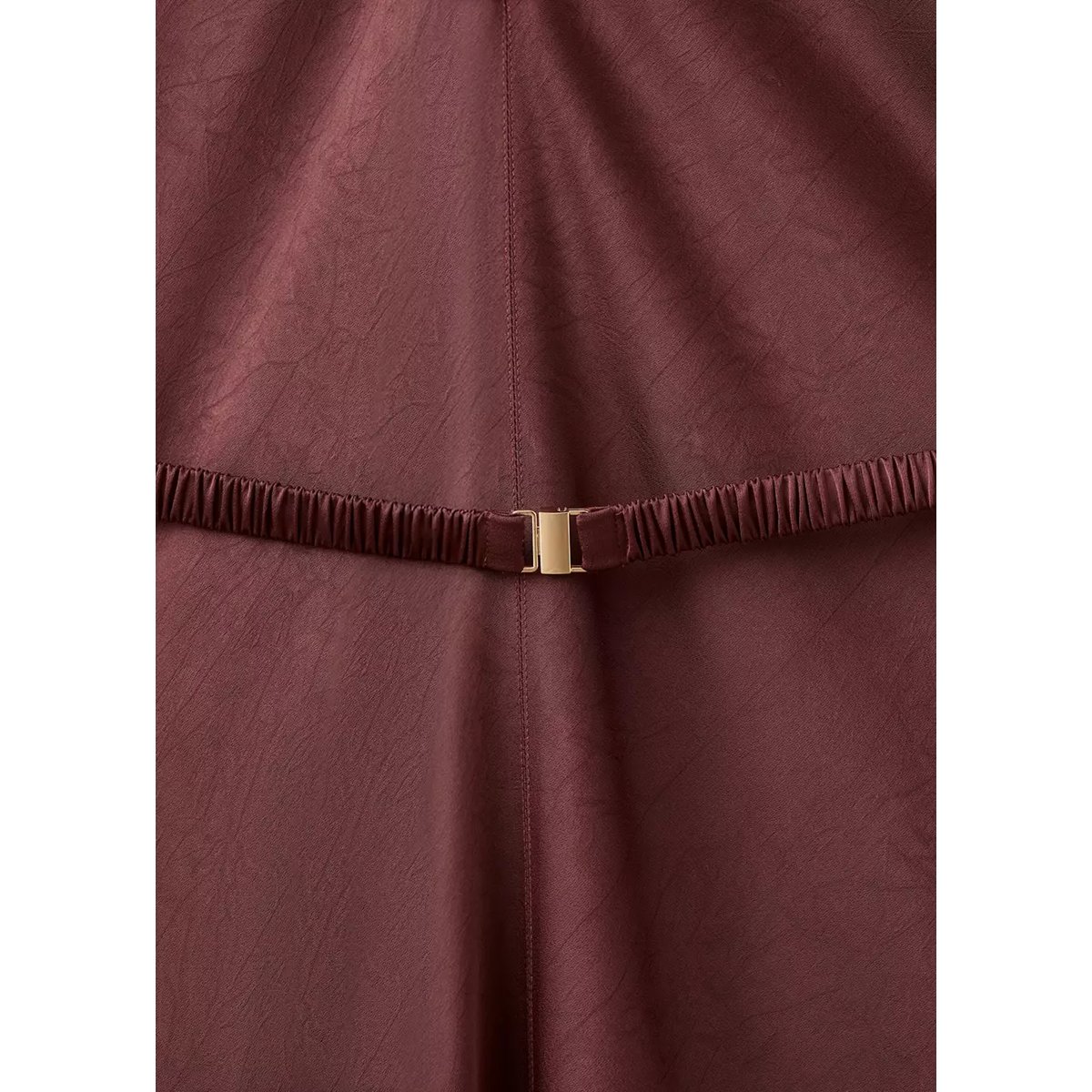 Robe ceinture col en V grenat, MANGO