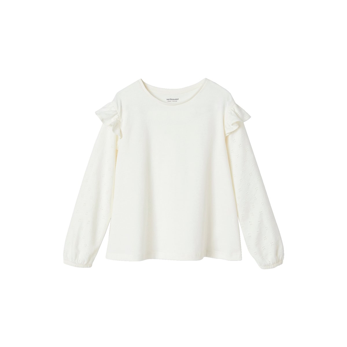 Tee-shirt volanté BASICS écru, VERTBAUDET