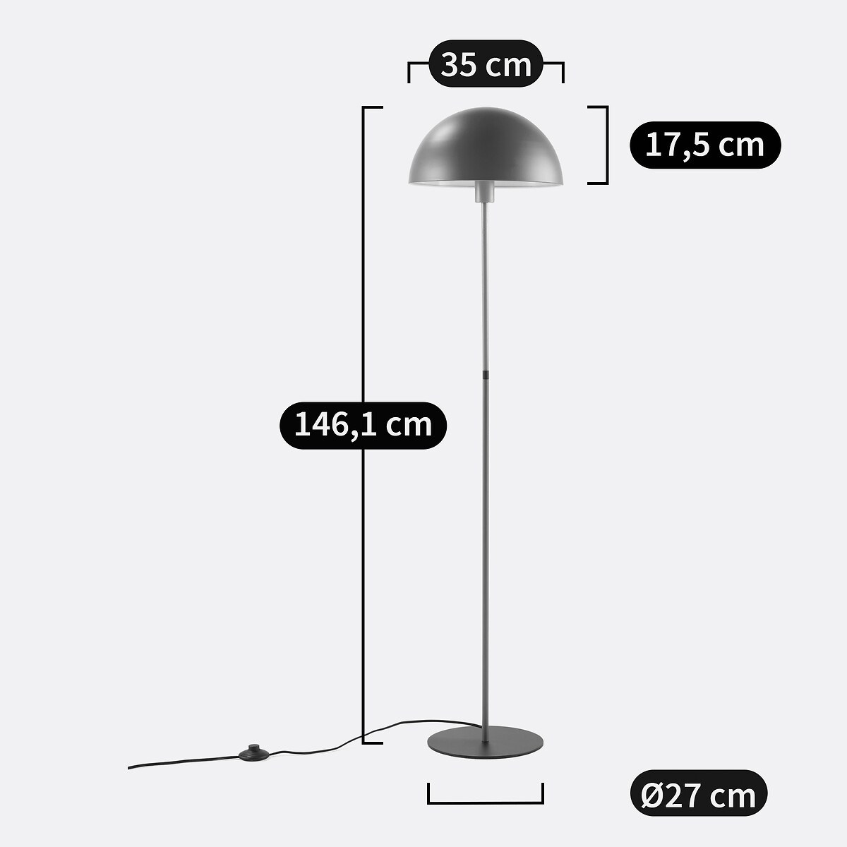 Mushroom Floor Lamp in Two Colours Metal Capi mustard, LA REDOUTE INTERIEURS