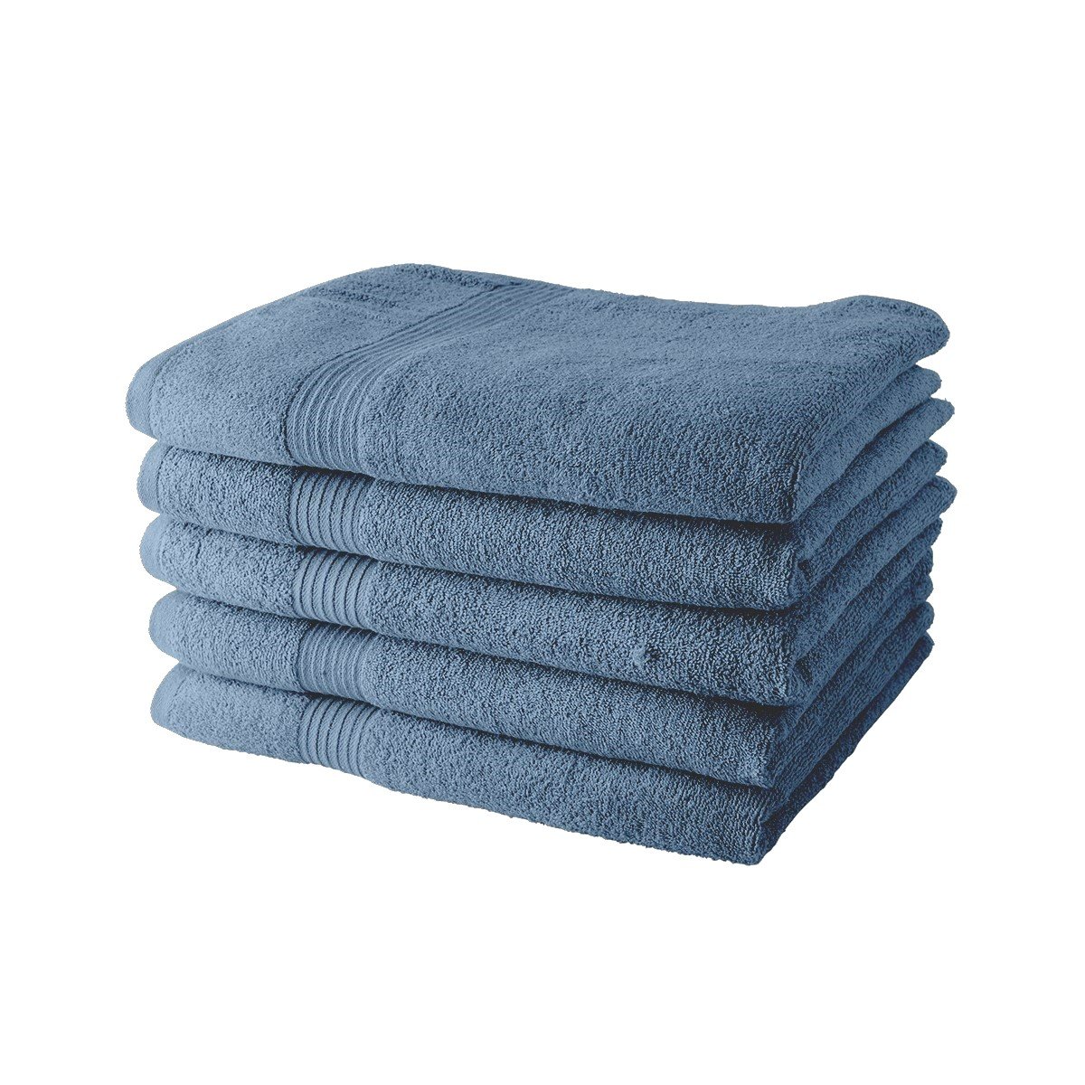 Lot de 5 Draps de Bain coton uni ESSENTIAL bleu gris, TODAY