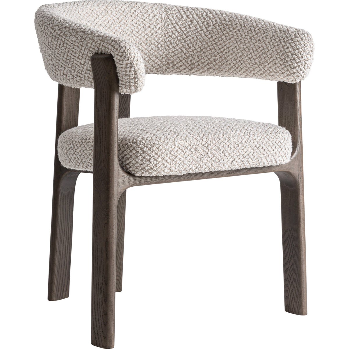 Chaise contemporaine en frêne rembourrée beige écru et brun, RECOLLECTION