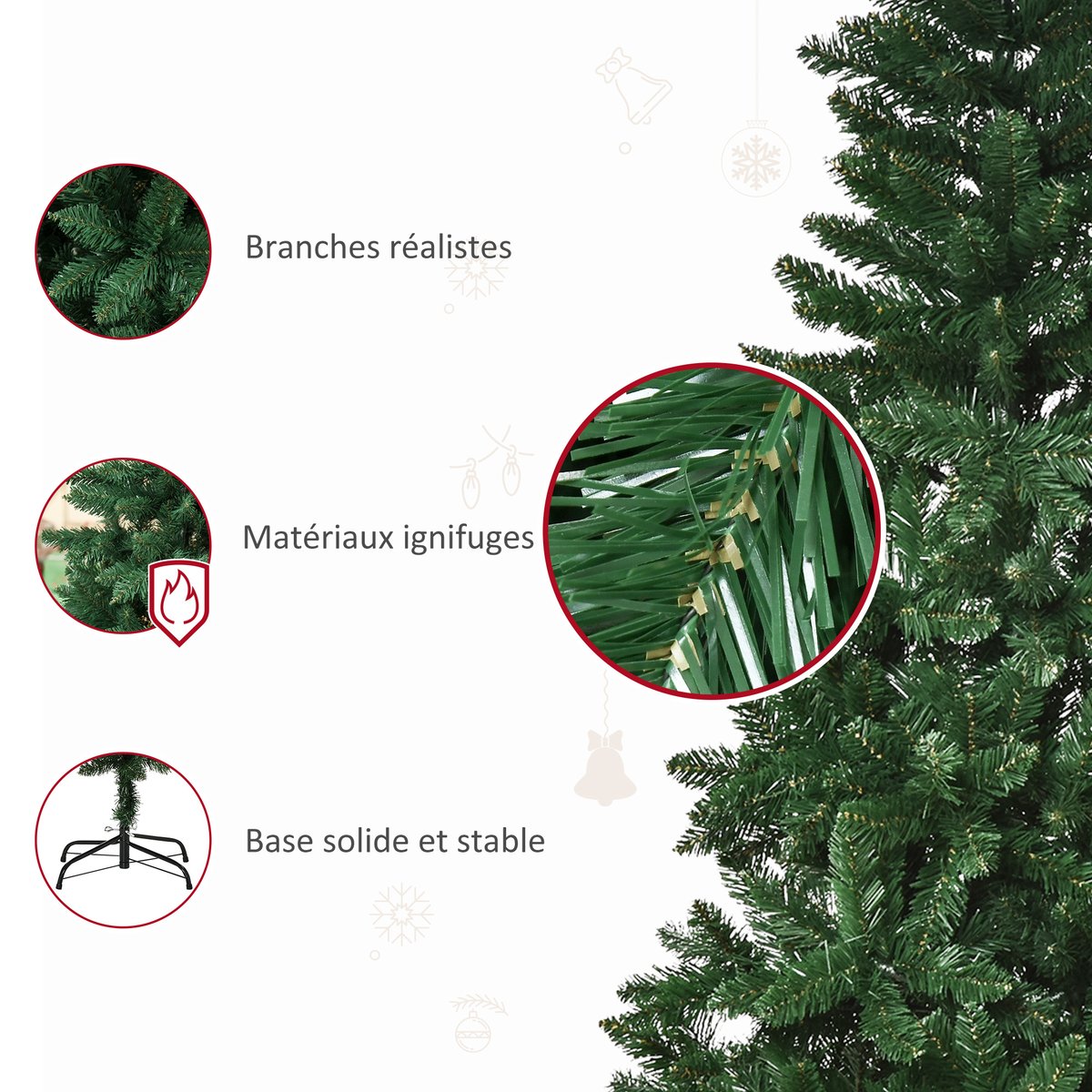 Sapin de Noël PVC Vert vert, HOMCOM