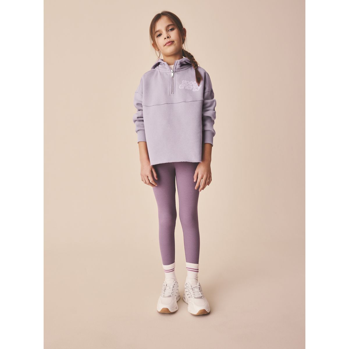 Legging et sweat à capuche avec inscription violet foncé, NEXT
