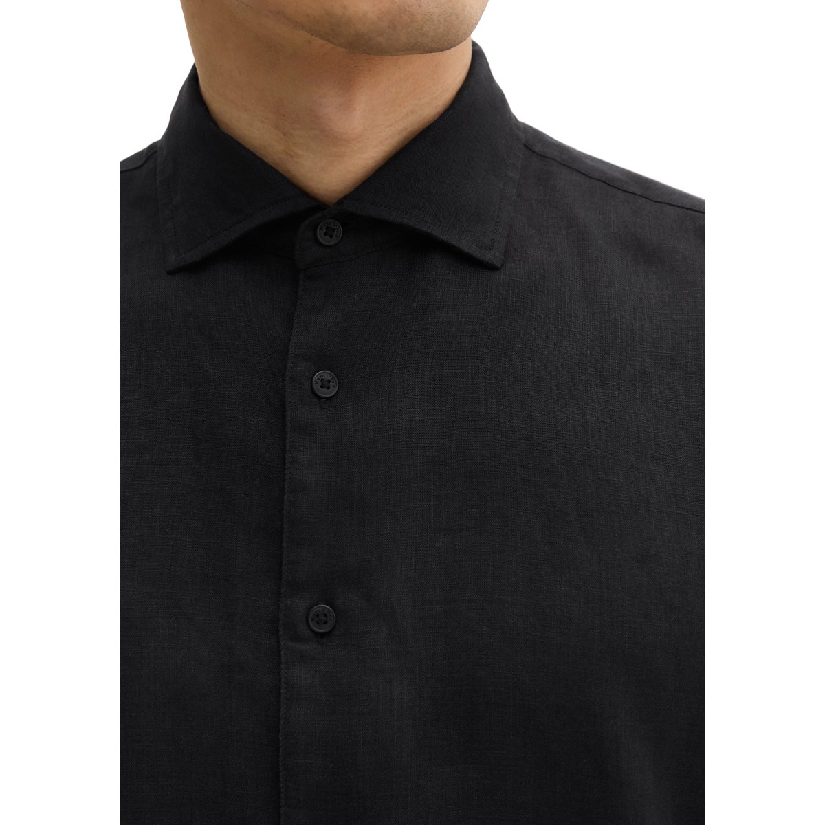 Chemise shaped en lin de haute qualité noir, MARC O'POLO