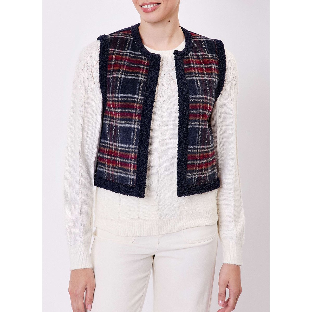 Gilet sherpa sans manche réversible RISI bleu marine, LA FIANCÉE