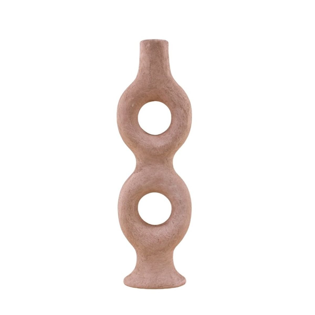Bougeoir donuts en grès sable 45cm beige, ORNAMI