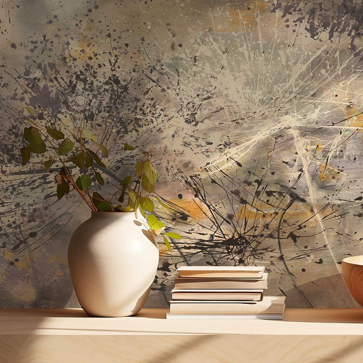 Papier peint pissenlit peinture soufflée intissé, HEXOA