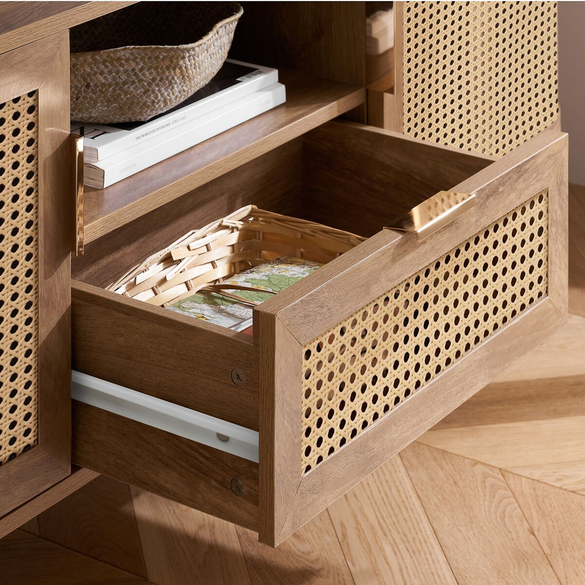 Naya Rattan 2 Door 1 Drawer TV Unit natural oak, SO'HOME