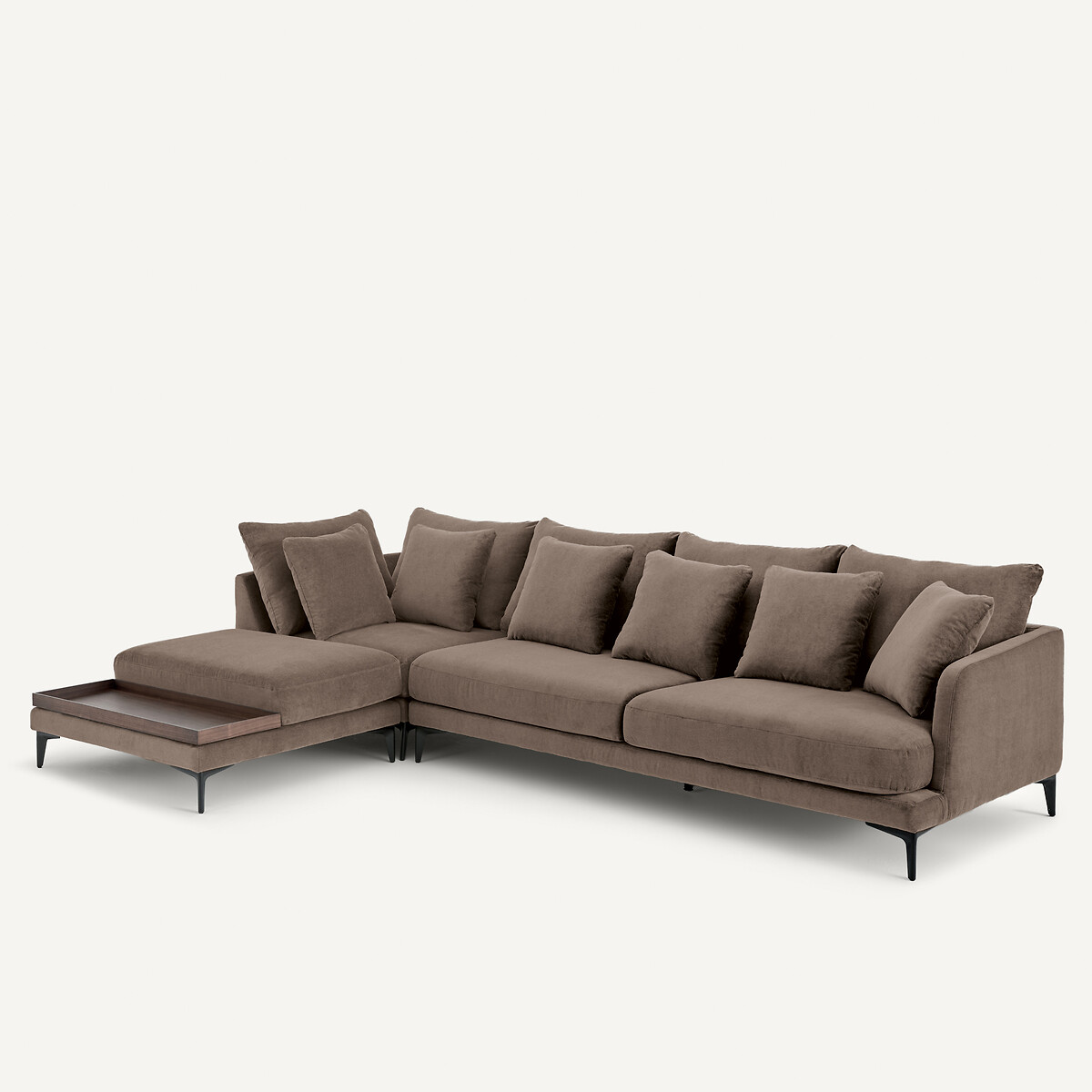 Canapé d'angle en velours stone, MODERNISTE gris moka, EMMANUEL GALLINA X AM.PM