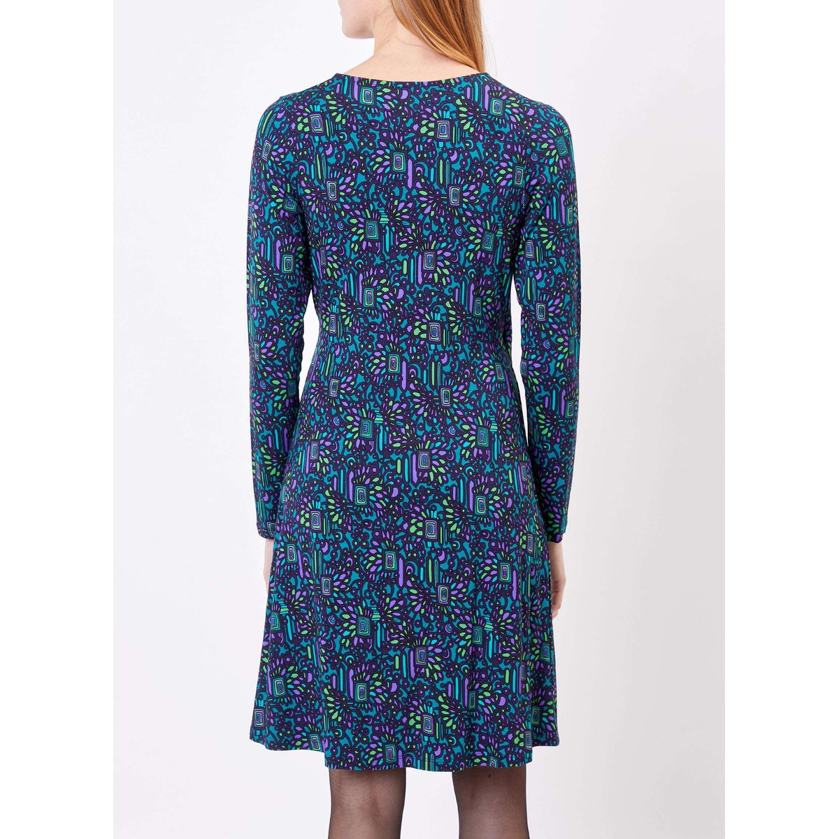 Robe imprimée cintrée en maille SALLY bleu, PRINCESSE NOMADE
