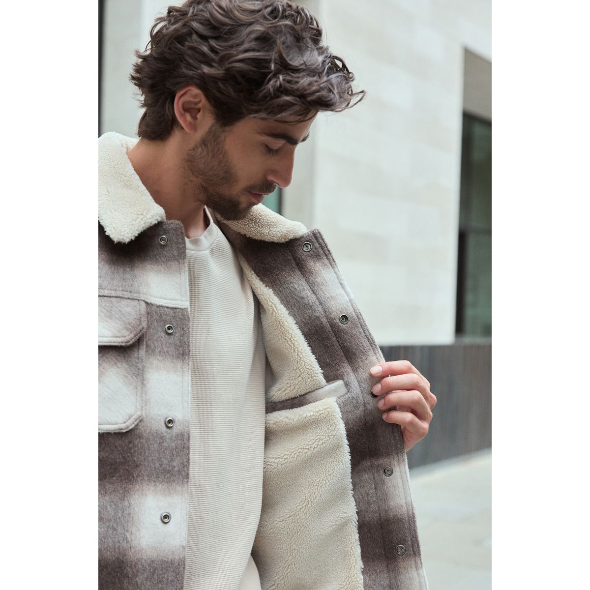 Veste aux carreaux camionneur naturel, NEXT