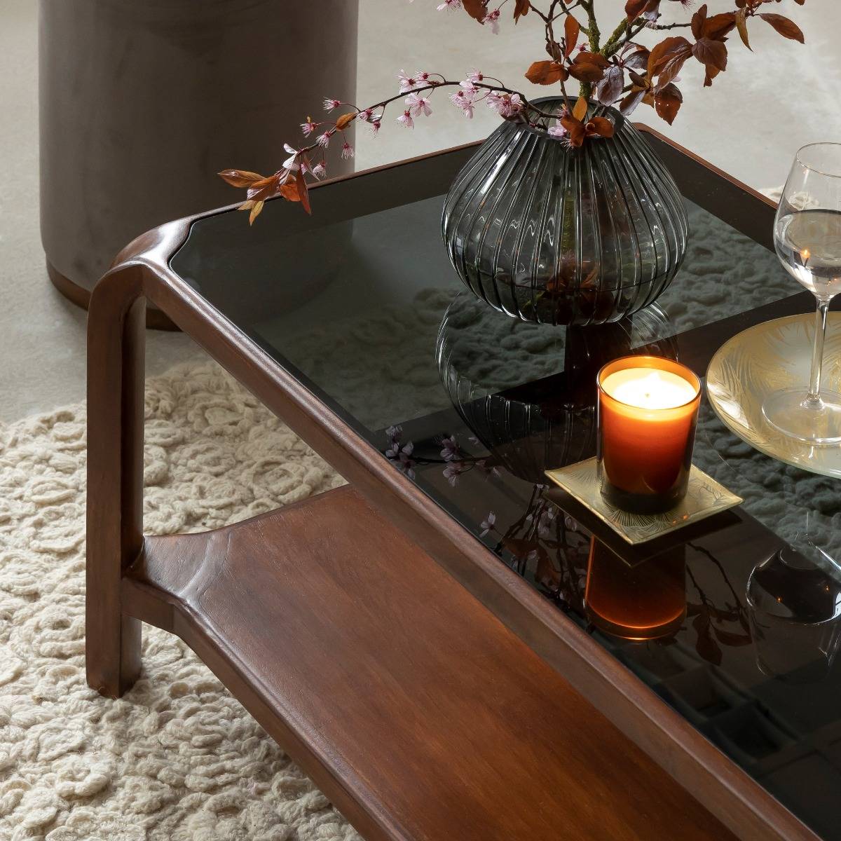 Table basse en bois de manguier ONANE bois foncé, MADE IN MEUBLES 