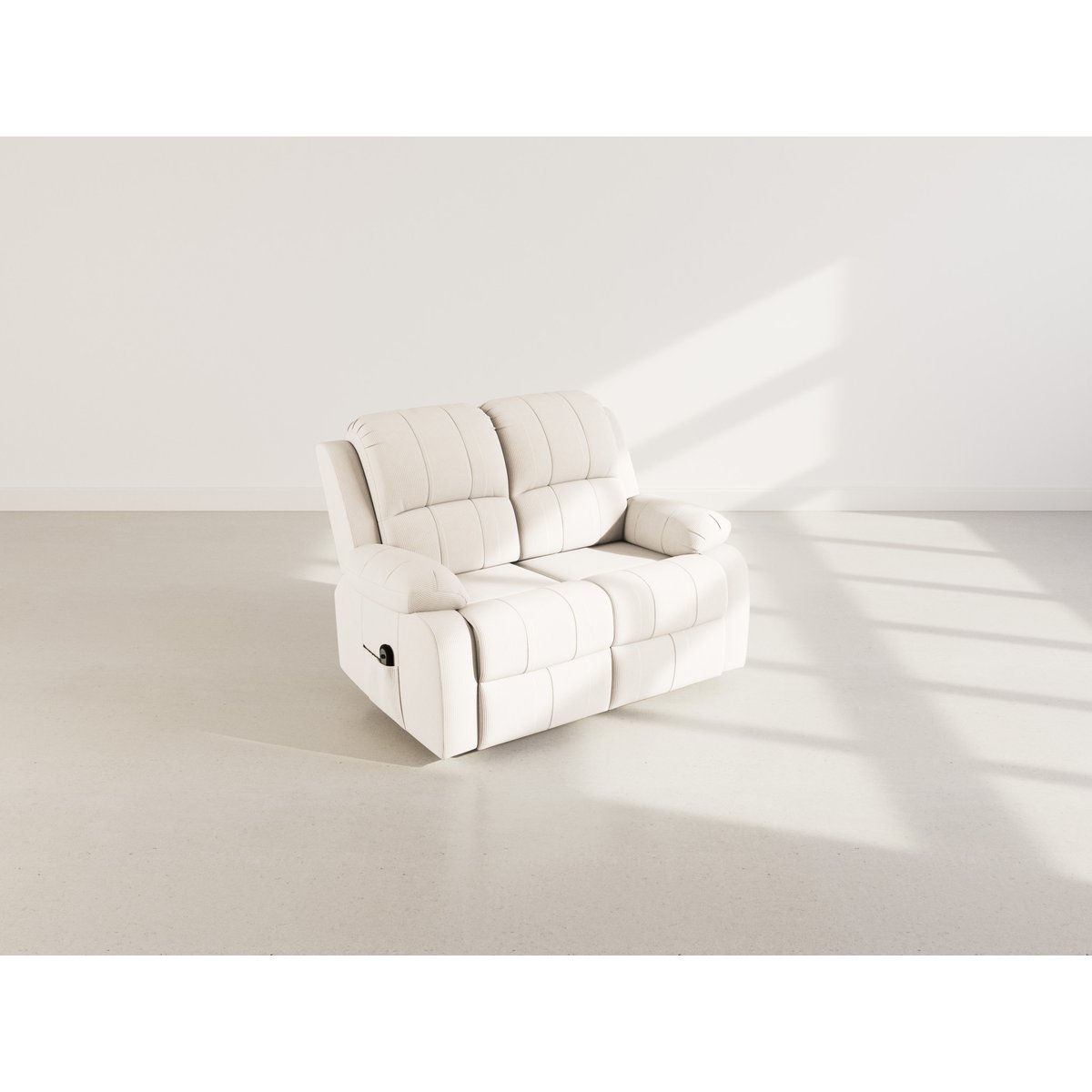 Canapé relax électrique velours côtelé 2pl, ARMAND beige, BEST MOBILIER