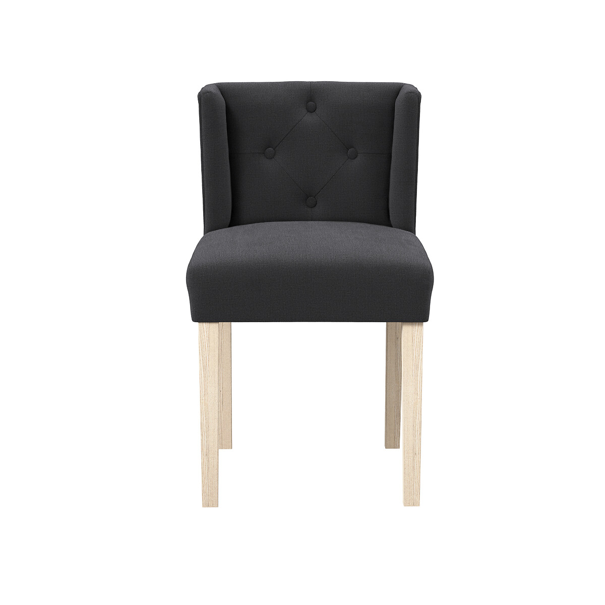 Giada Linen Wingback Dining Chair with Natural Wood Legs charcoal, ÉDITÉ