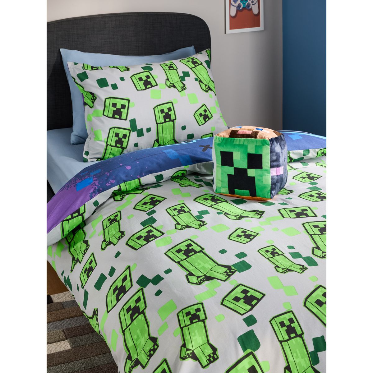 Parure housse de couette et taie d'oreiller minecraft, NEXT
