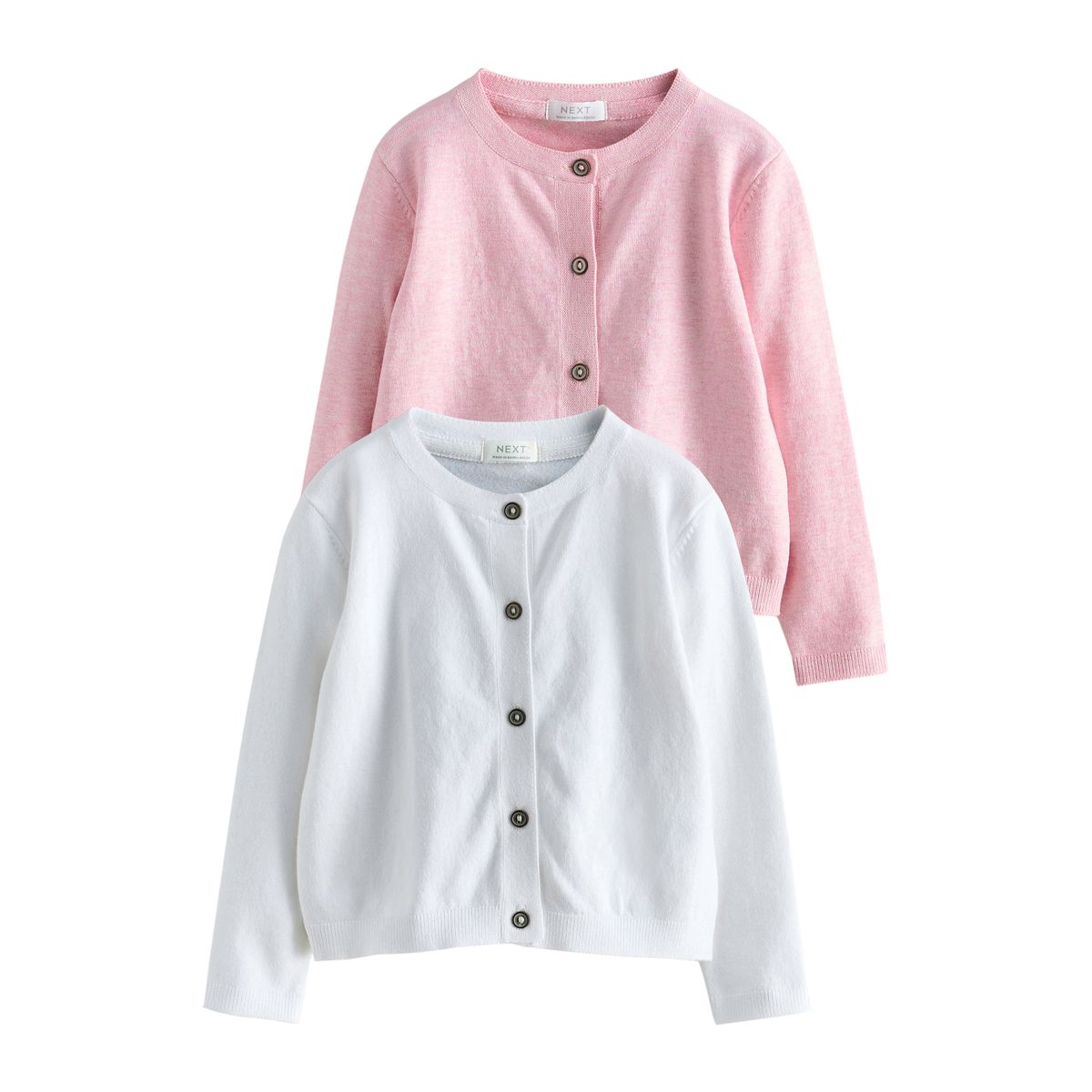 Cardigan boutonné, lot de 2 rose/blanc, NEXT