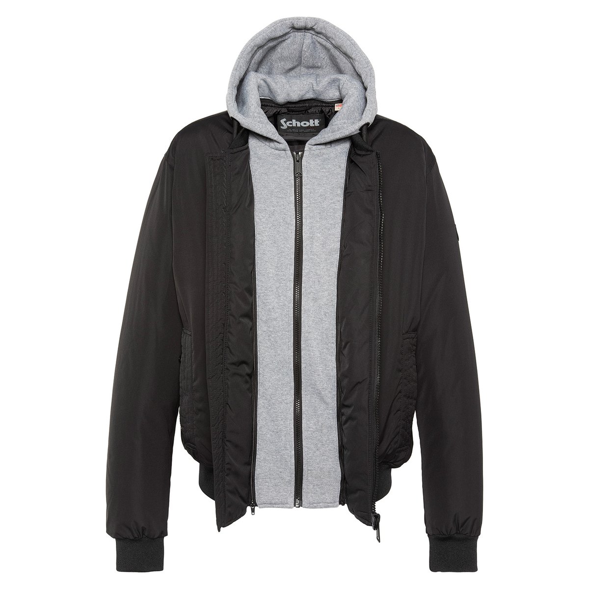 Blouson à capuche avec plastron amovible noir, SCHOTT