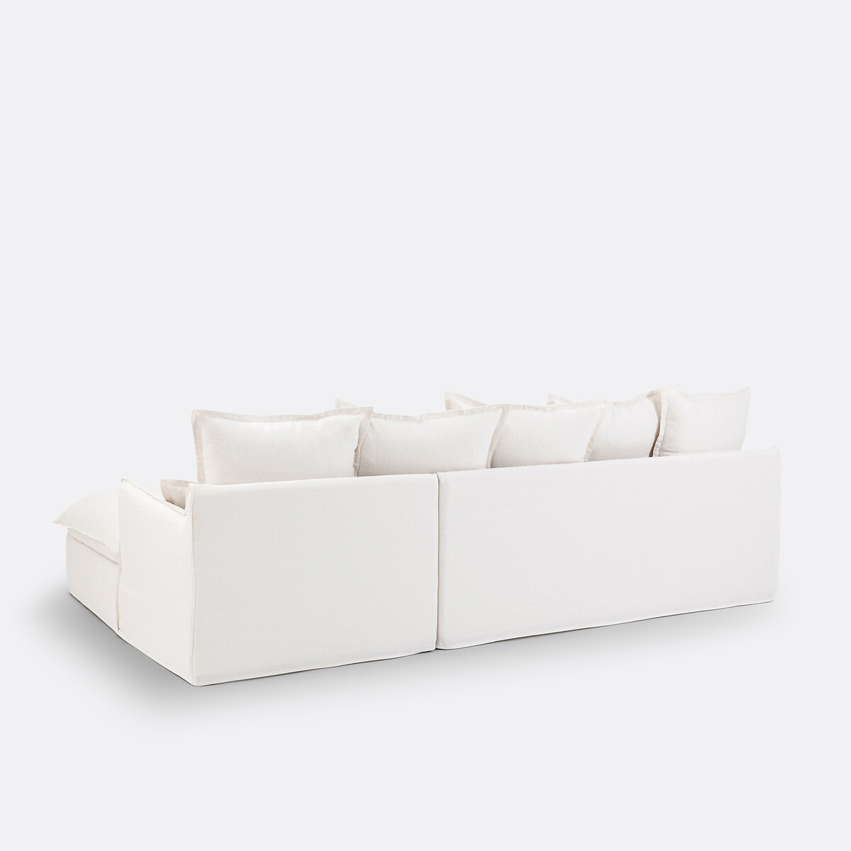 Canapé d’angle convertible, 4 places, Comfort Bultex®, déhoussable, en lin, ODNA blanc, LA REDOUTE INTERIEURS