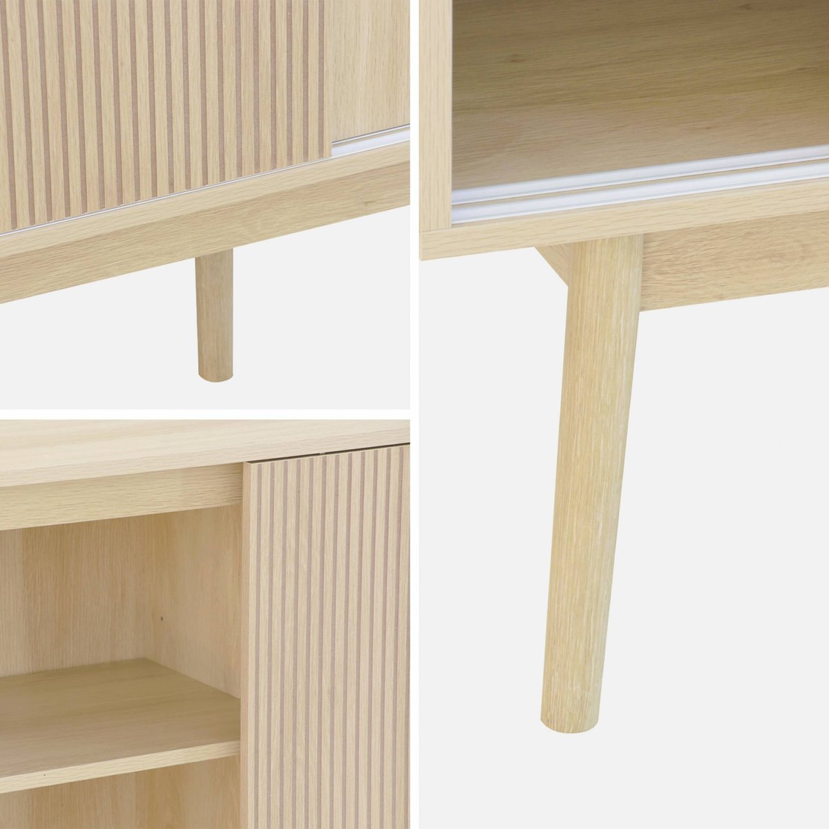 Buffet scandinave décor bois 2 portes 150cm LINEAR naturel, SWEEEK