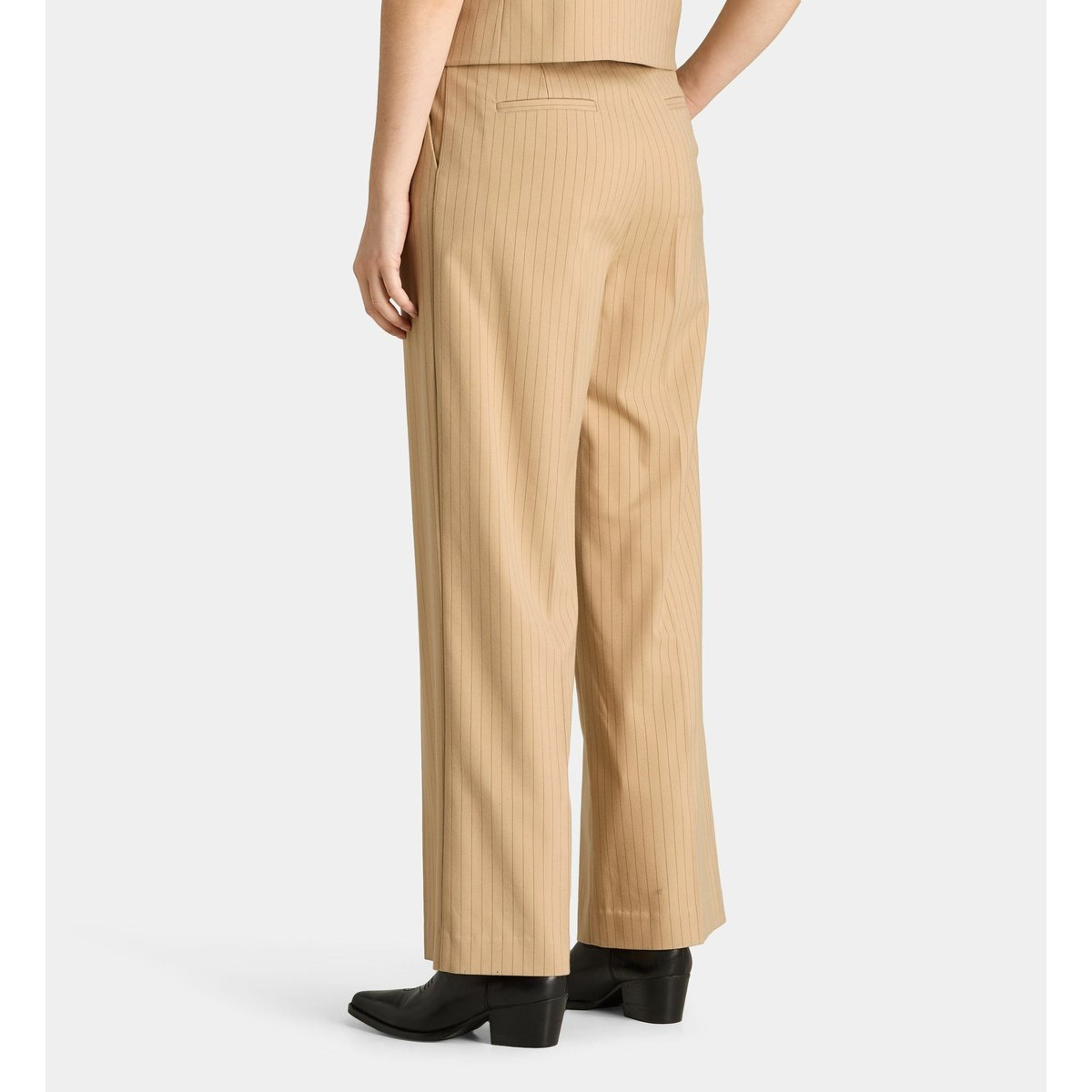 Pantalon dickens ten rayé droit beige clair, GALERIES LAFAYETTE