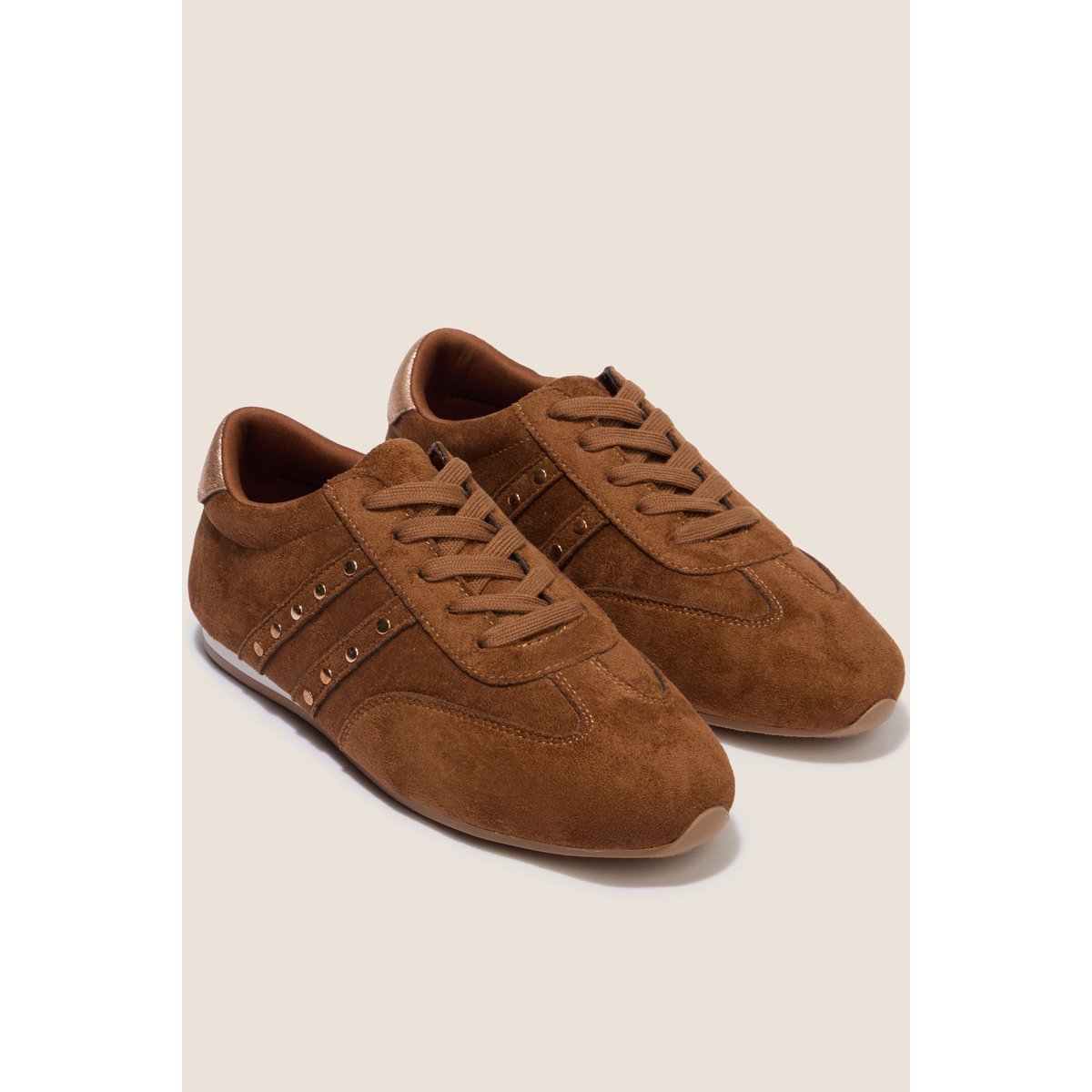 Basket semelle fine aspect daim marron, BREAL