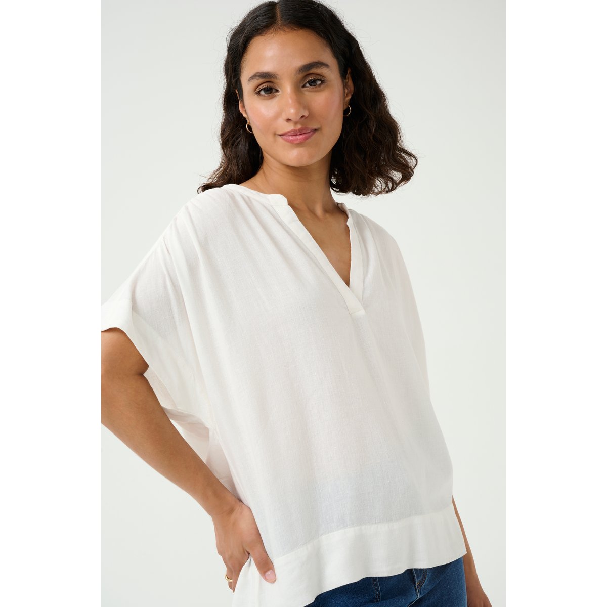 Blouse à manches courtes blanc chalk, KAFFE