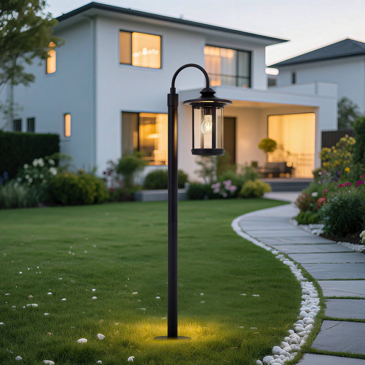 Luminaire extérieur en aluminium antique noir, transparent, LINDBY