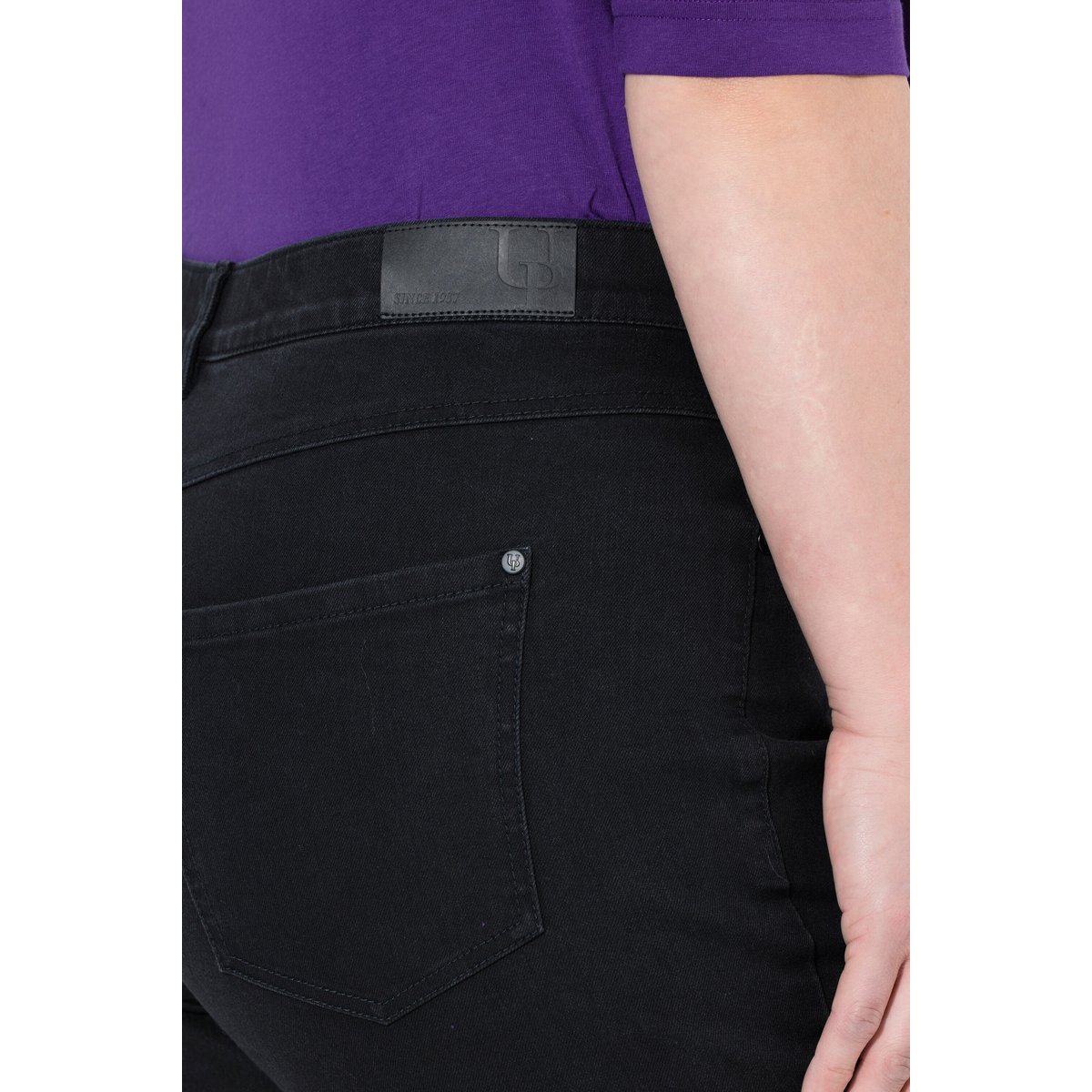 Jean Boyfriend en denim stretch noir, ULLA POPKEN