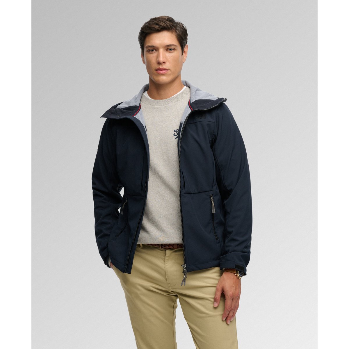 Veste Trekker Softshell à Capuche bleu marine éclipse, SUPERDRY