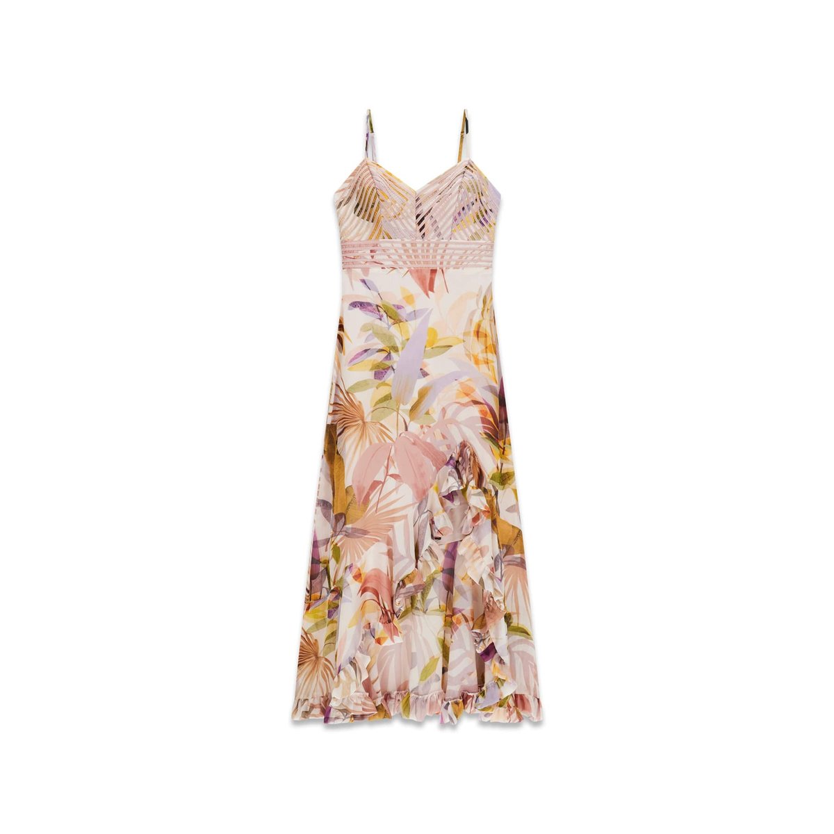 Volant Long Dress fantaisie florale, GUESS