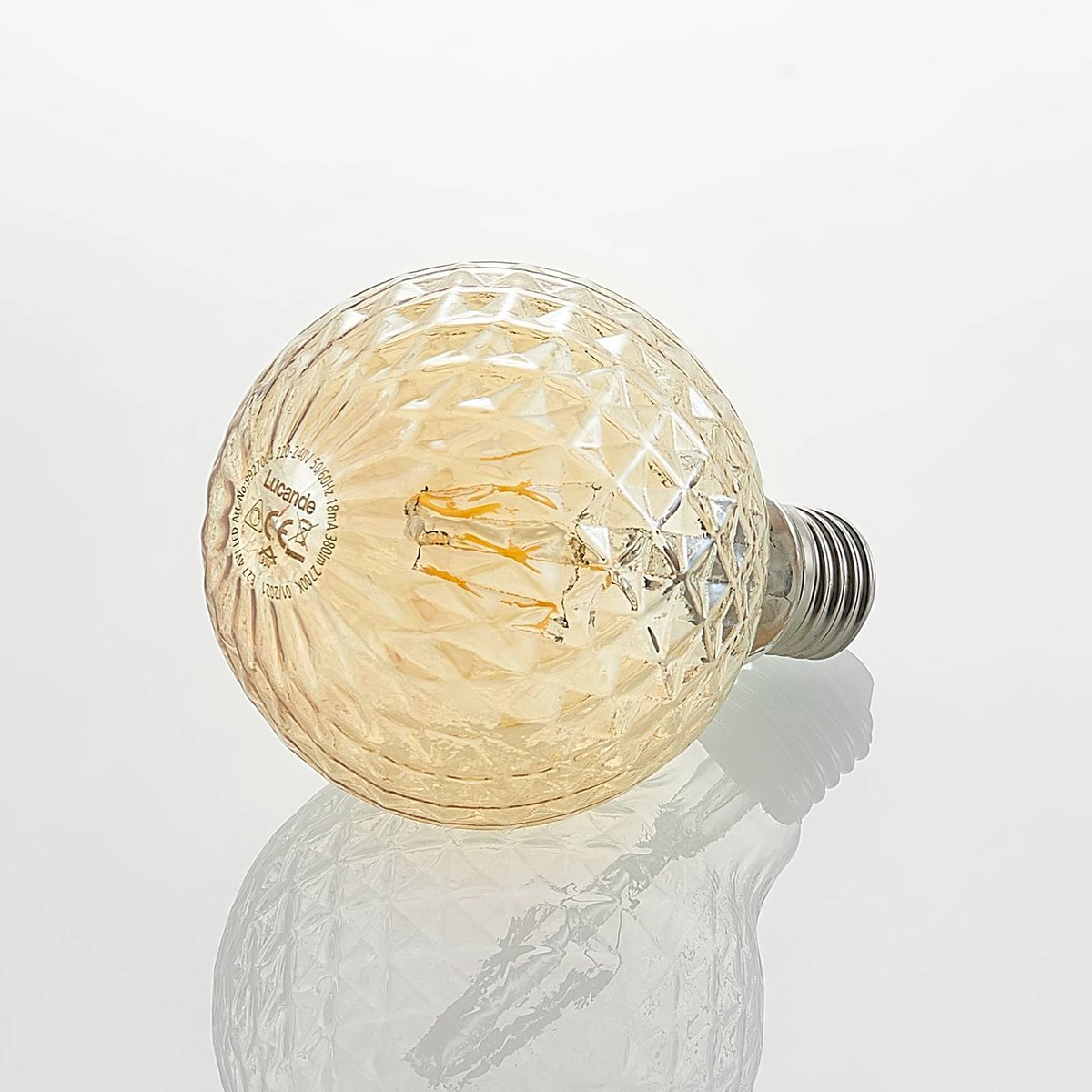 Ampoule E27 en verreLED, E27 G95 LED 4W ambre, LUCANDE