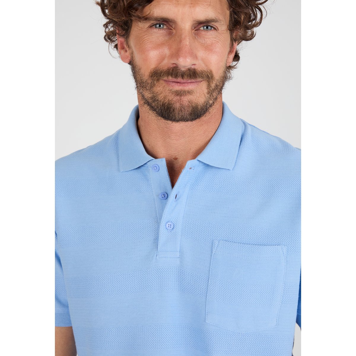 Polo manches courtes en maille reliefée violet bleu grisé, DAMART
