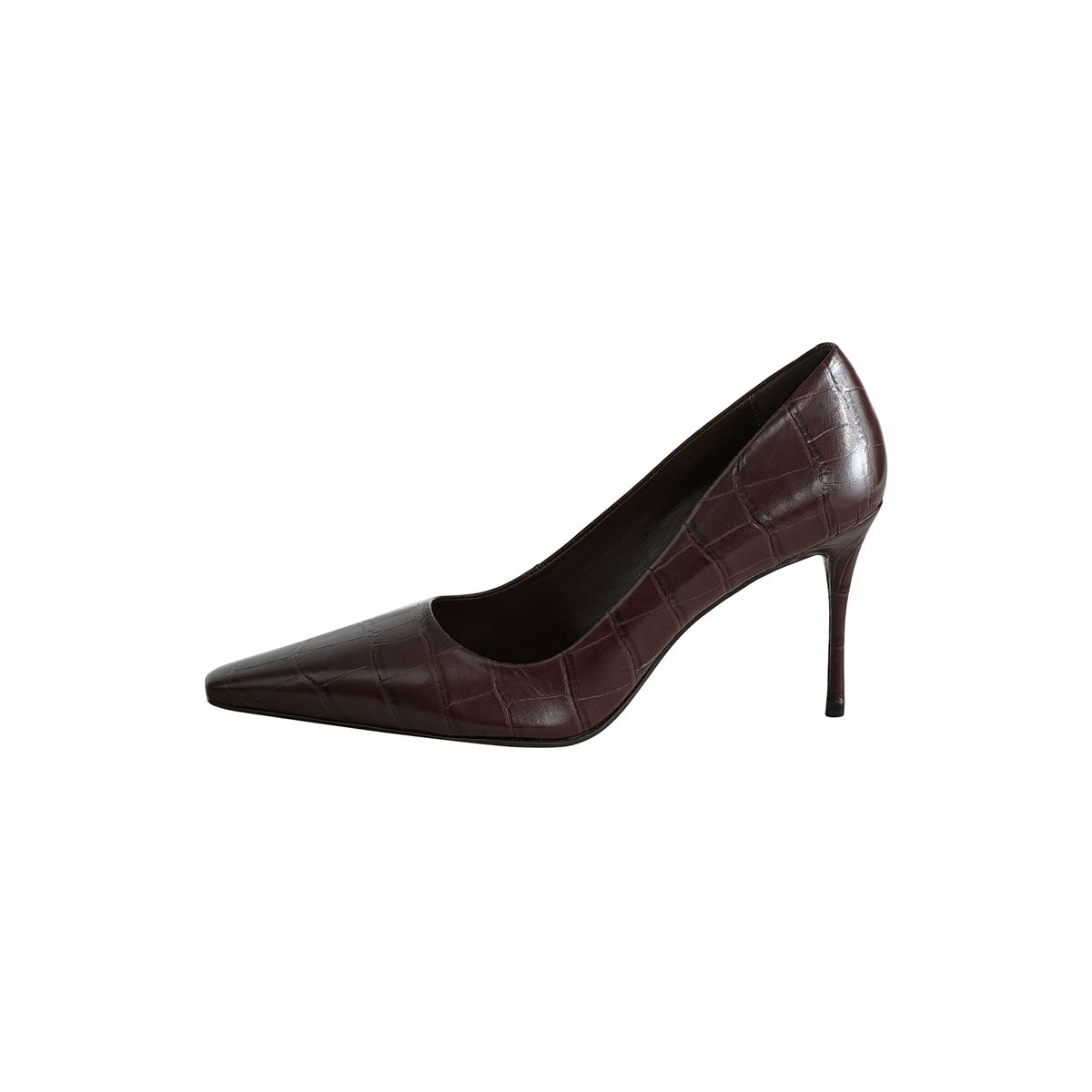 Escarpins pointus en cuir effet croco marron chocolat, NEXT