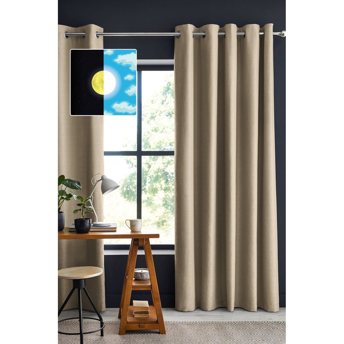 1 Rideau Occultant 140 x 180 cm Obscura Gris clair anthracite, EDEN