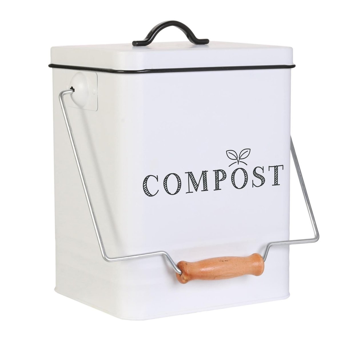Poubelle de compostage en métal blanc, THE HOME DECO FACTORY