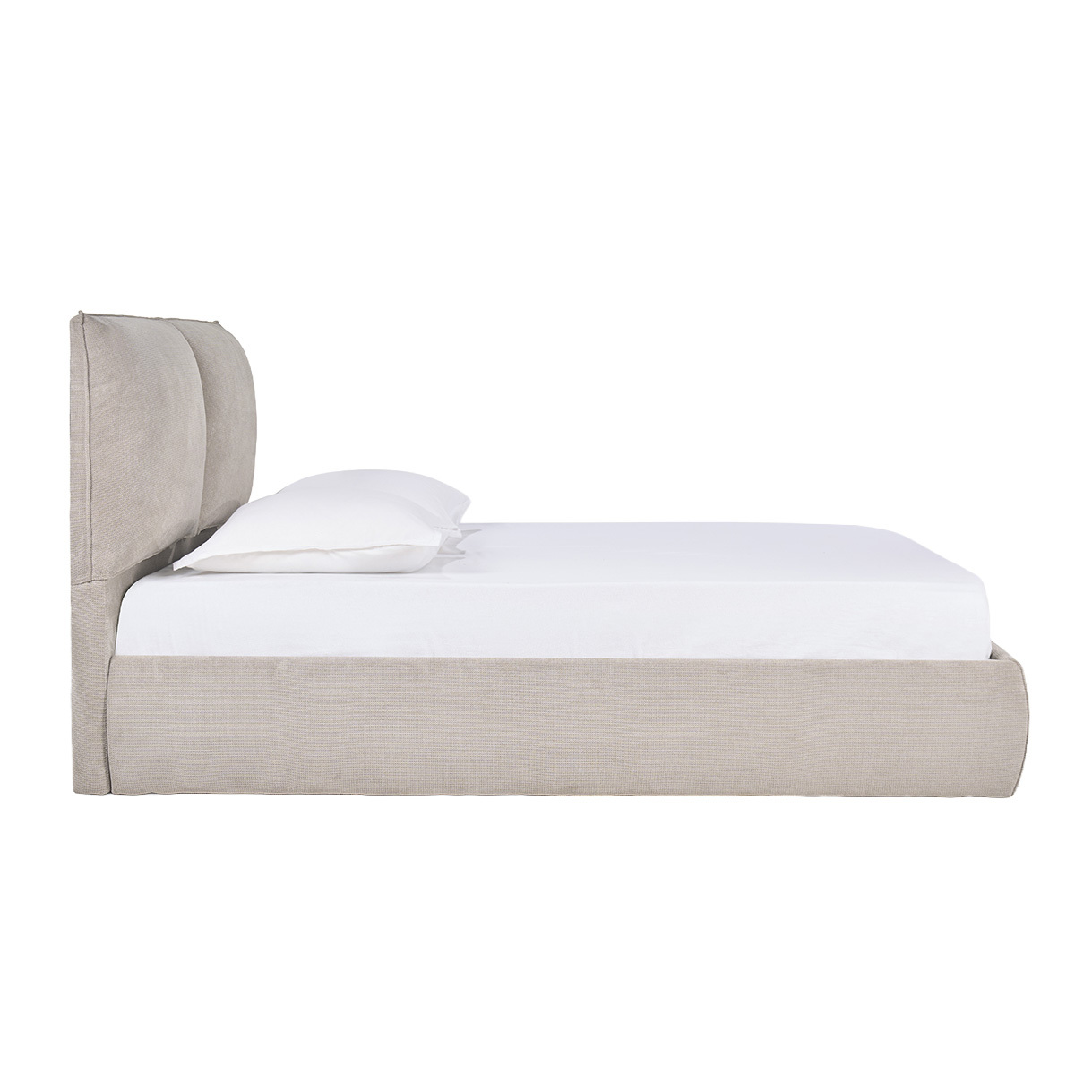 Lit coffre 2 places 160x200 cm en tissu chenille beige VIGO beige, MILIBOO