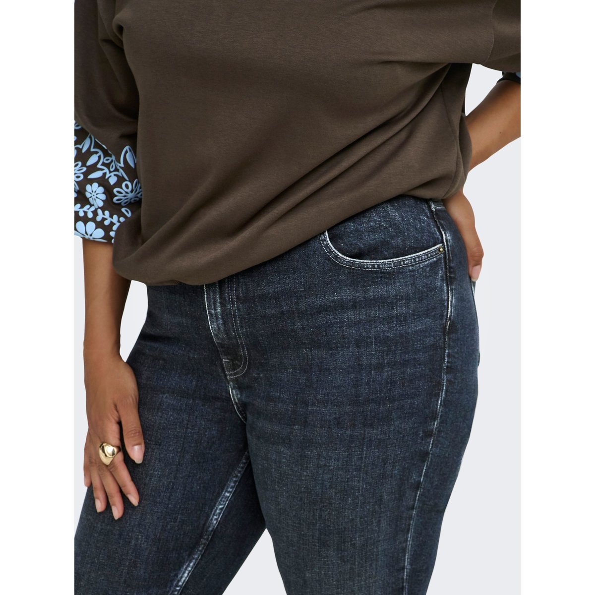 Jean Coupe Droite blue black denim, ONLY CARMAKOMA