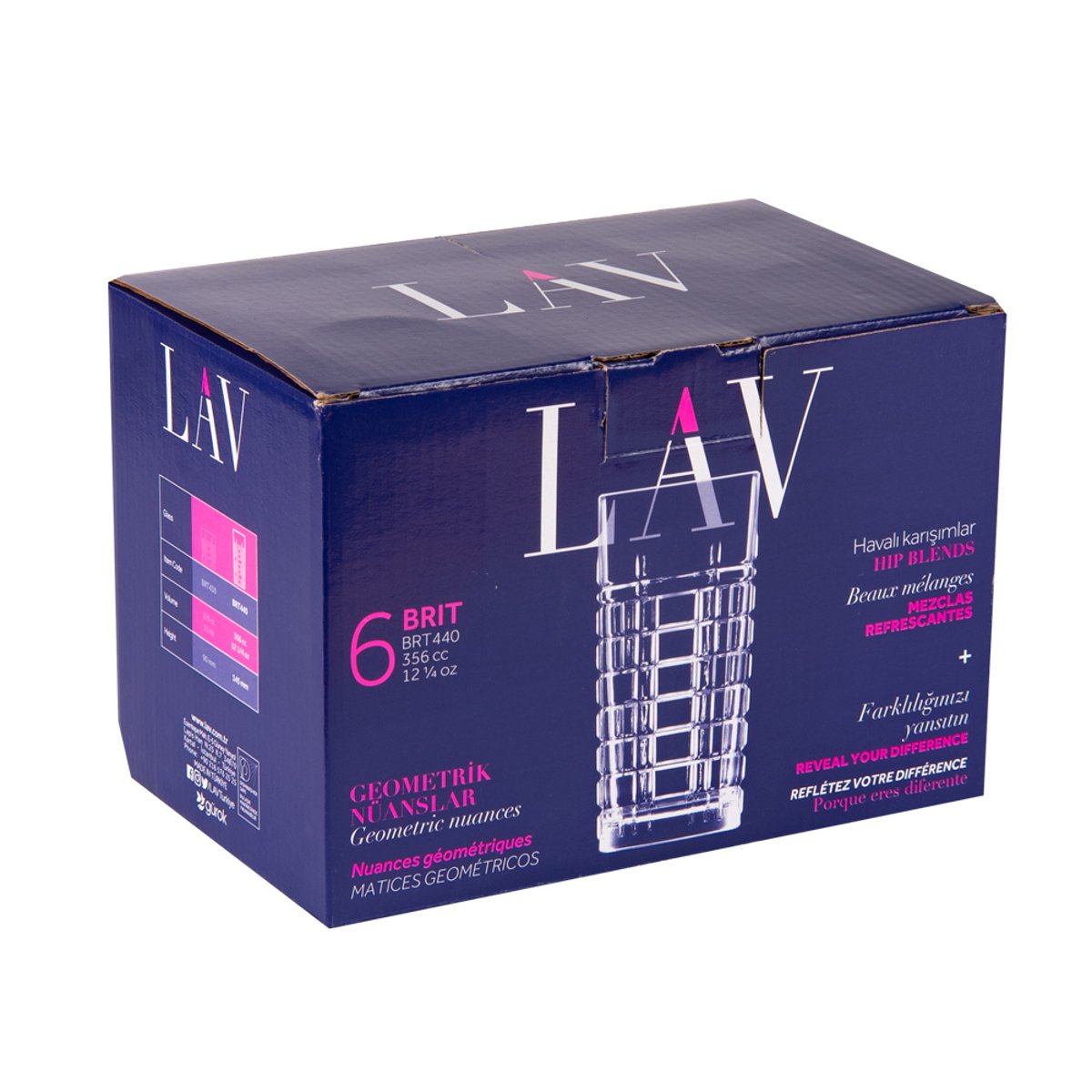 Boîte de 6 gobelets haut Brit 35,6 cl - BRIT transparent / cristal, TREND UP