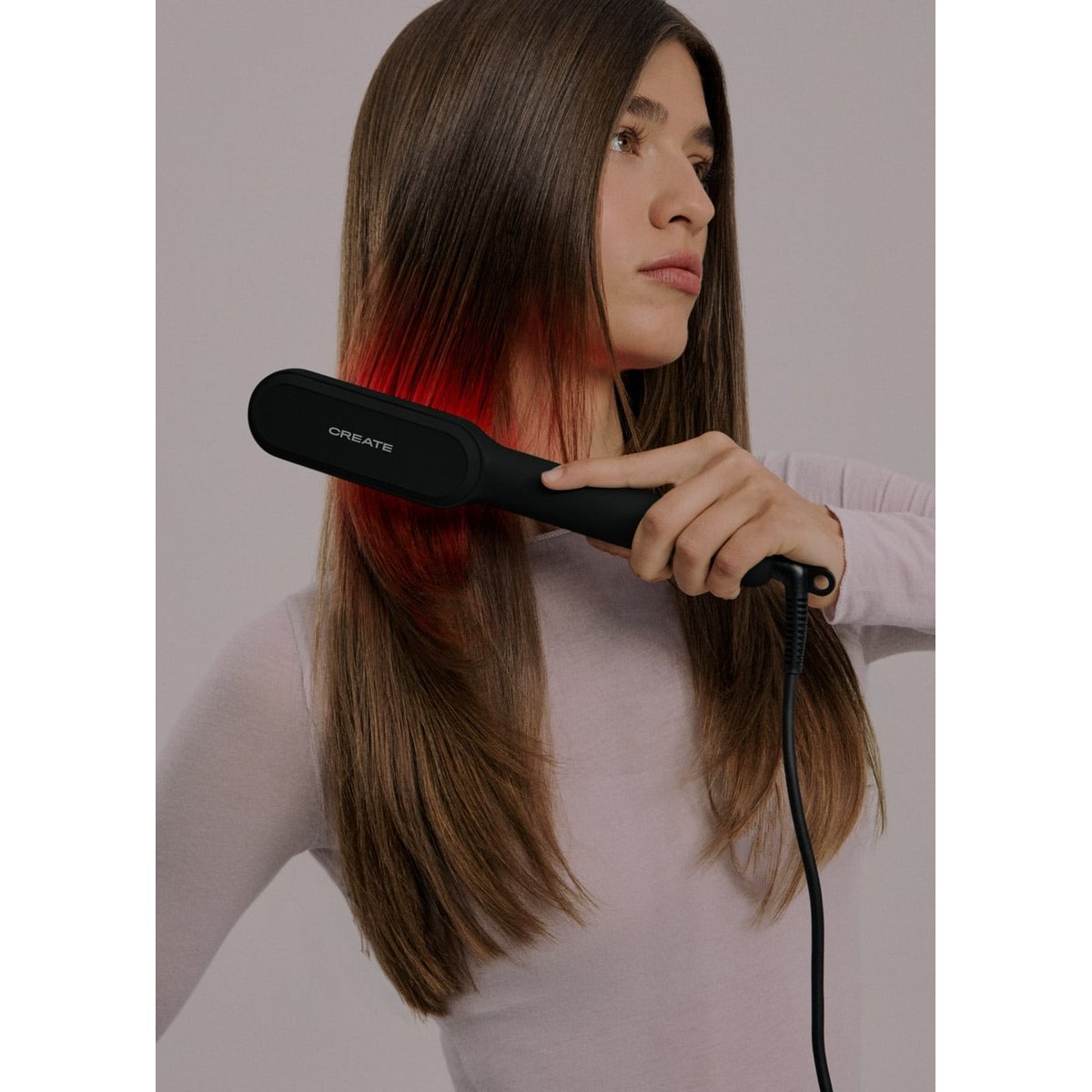Brosse lissante ionique avec traitement LEDION LED STYLER noir, CREATE