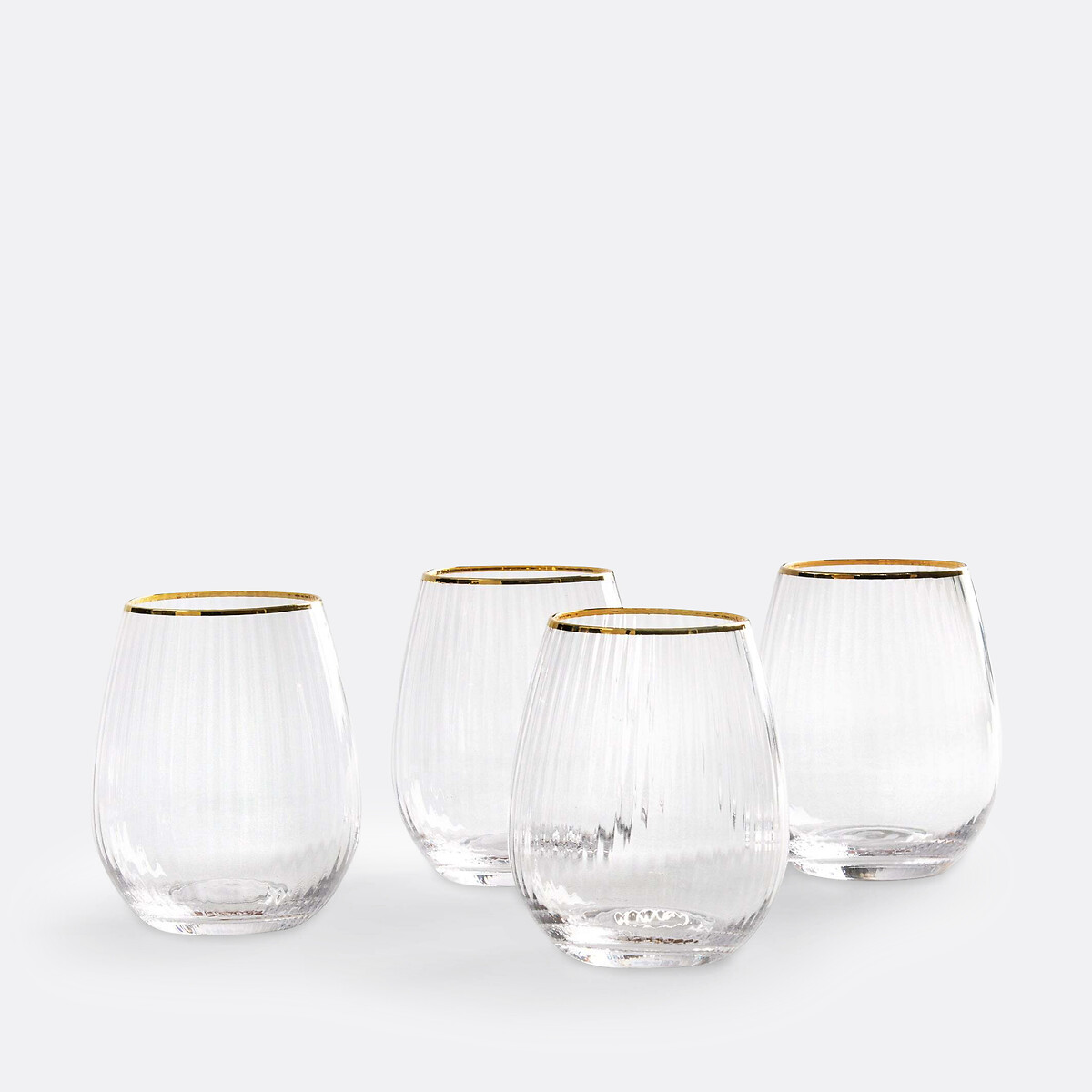 Lot de 4 verres striés, Lurik transparent, LA REDOUTE INTERIEURS