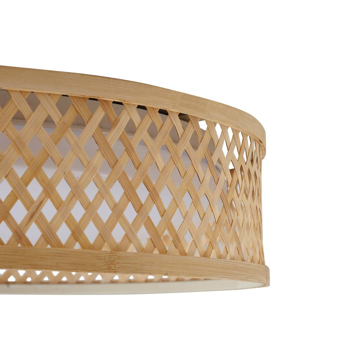 Plafonnier en bambou moderneLED, Eilif bois clair, blanc, LINDBY