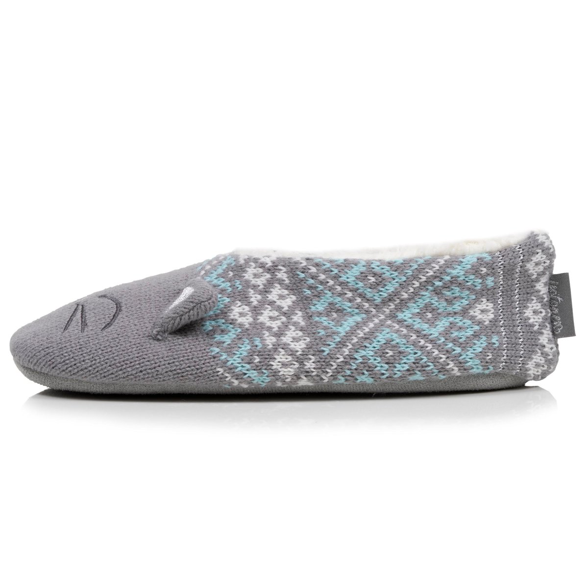 Chaussettes d'intérieur maille jacquard, picots antidérapants gris, ISOTONER
