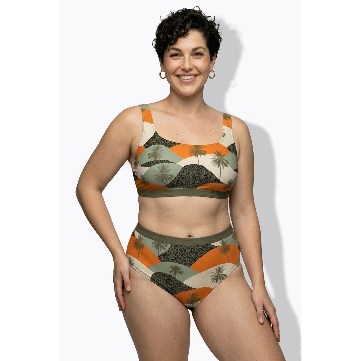 Bikini motif palmiers kaki foncé, ULLA POPKEN