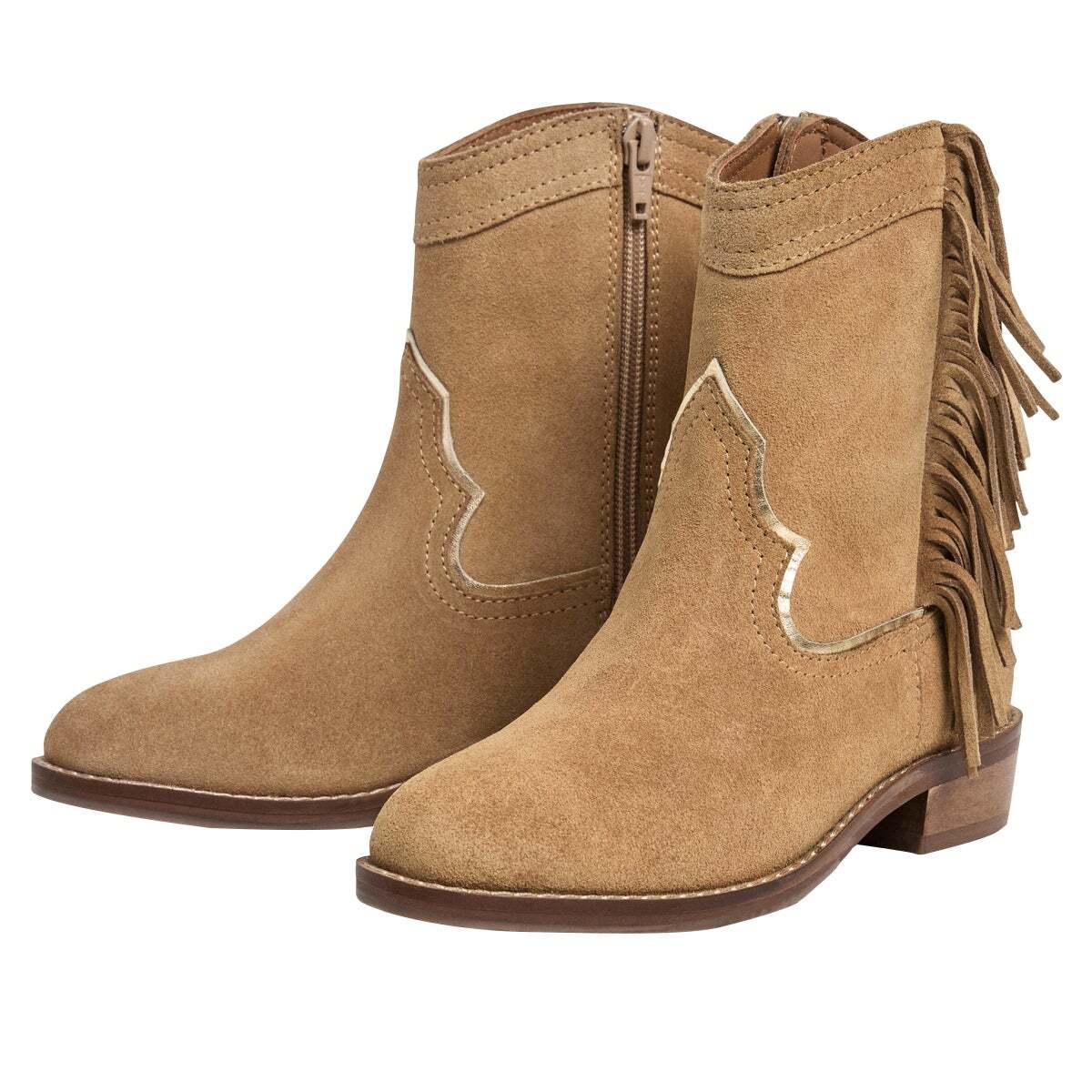 Bottes Cowboy En Daim brun cognac, PEPE JEANS